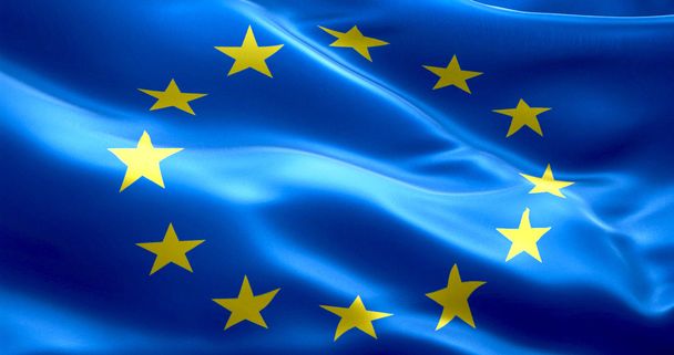 EU flag, euro flag, flag of european union waving - Foto, afbeelding