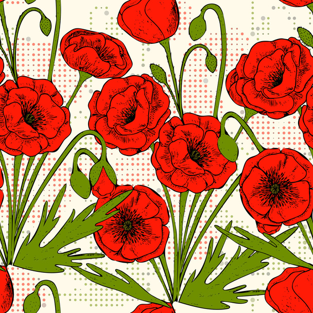 Beautiful Poppy flowers. - Vetor, Imagem