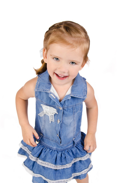 Portrait of cute smiling little girl in dress - Photo, image