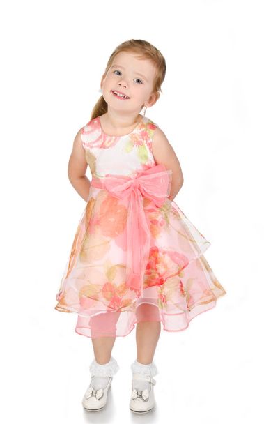 Portrait of cute smiling little girl in princess dress - Foto, Imagen