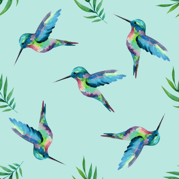 Watercolor seamless pattern with  birds. - Vector, Imagen