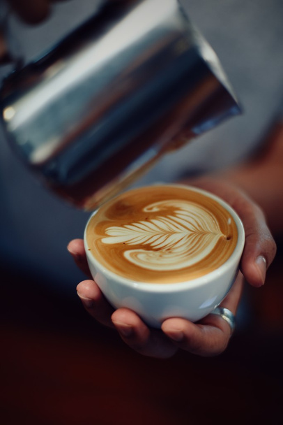 coffee latte art in coffee shop - Фото, зображення