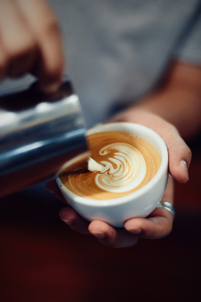 coffee latte art in coffee shop - Fotó, kép