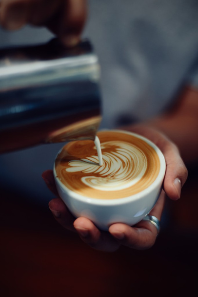 coffee latte art in coffee shop - Foto, Imagen