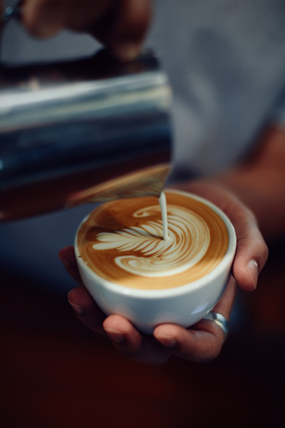 coffee latte art in coffee shop - Foto, Imagen