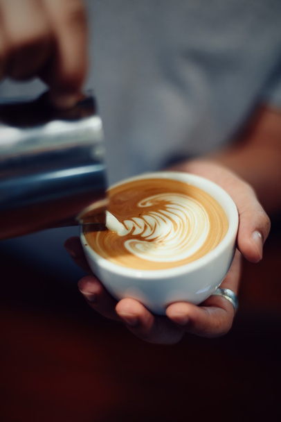 coffee latte art in coffee shop - Φωτογραφία, εικόνα