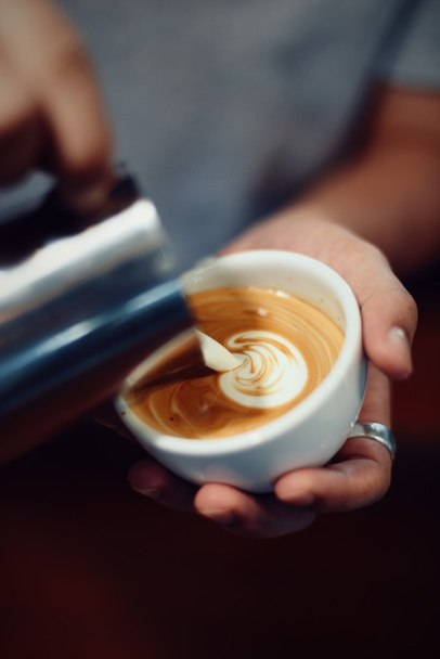 coffee latte art in coffee shop - Фото, изображение