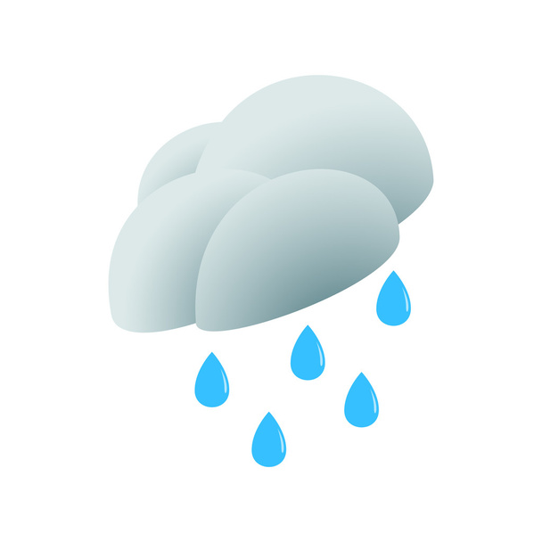 Cloud with rain drop icon, isometric 3d style - Vector, Imagen