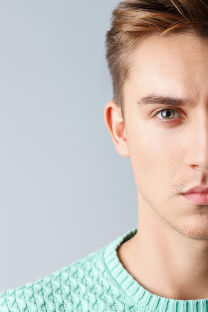 Attractive guy is staring with seriousness - 写真・画像