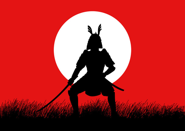 Ilustrace silueta samuraje - Vektor, obrázek