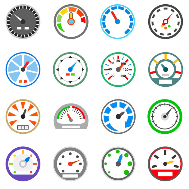 Speedometer icons set, simple style - Vettoriali, immagini