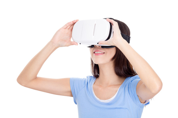 virtuális valóság eszköz nő - Fotó, kép