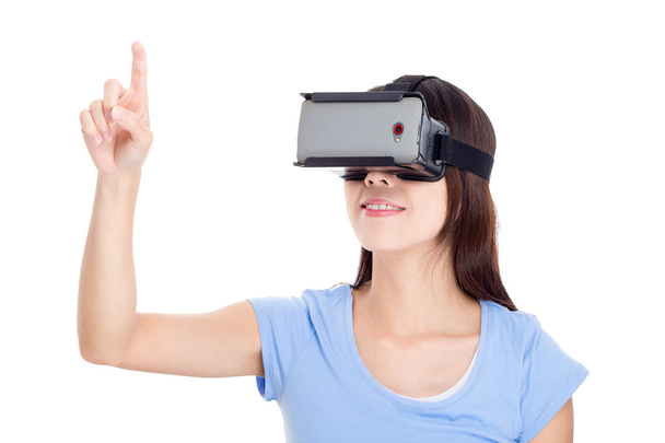 жінка використовує пристрій віртуальної реальності
 - Фото, зображення