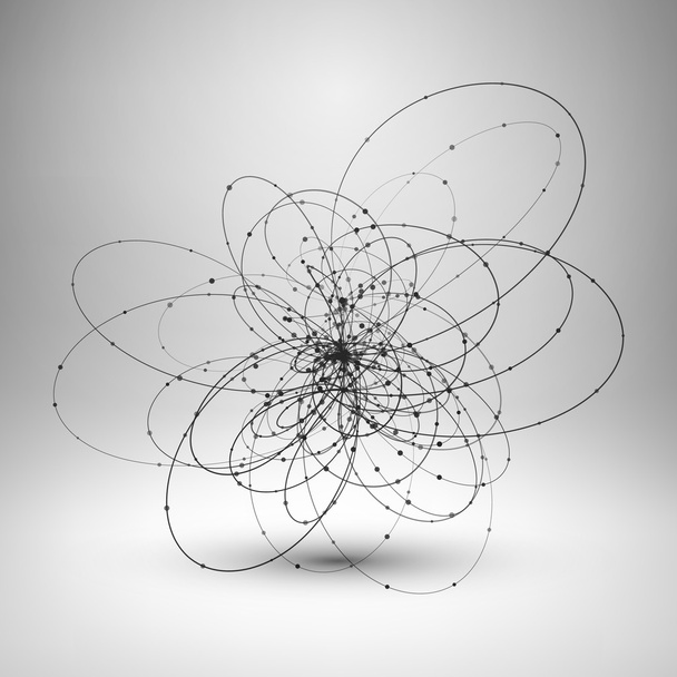 Elemento de alambre abstracto con líneas y puntos conectados
. - Vector, Imagen