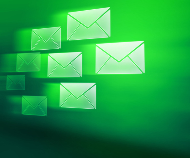 Green E-mails Abstract Background - Foto, imagen
