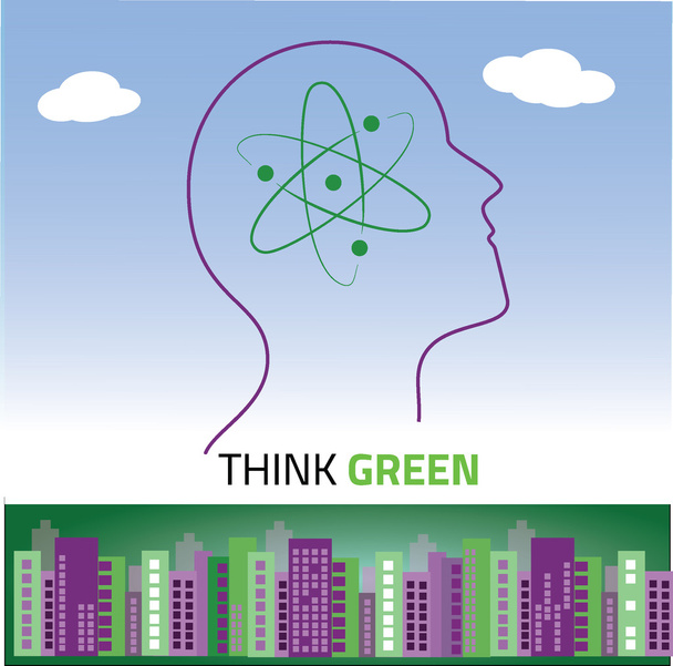 Yeşil konsepti düşün - Vektör, Görsel