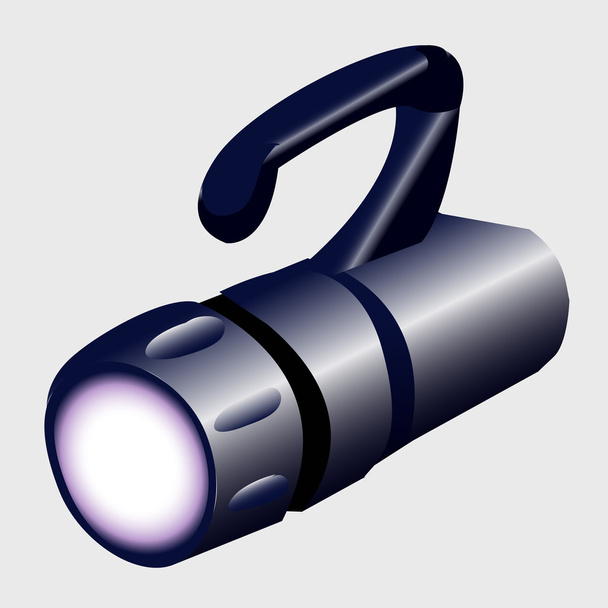 Large hand luminous flashlight closeup - Vetor, Imagem