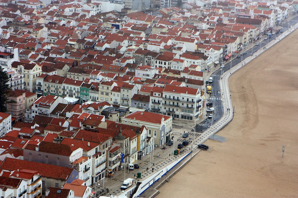 View of the coastal town Nazaré, Portugal - 写真・画像
