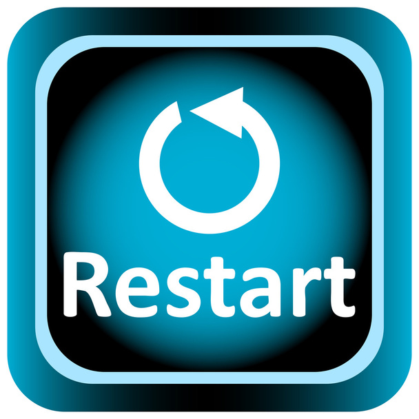 Icon blue white restart and arrow - Vector, Image