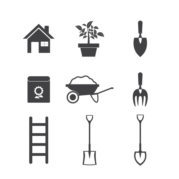 Casa y herramientas de jardinería
 - Vector, Imagen