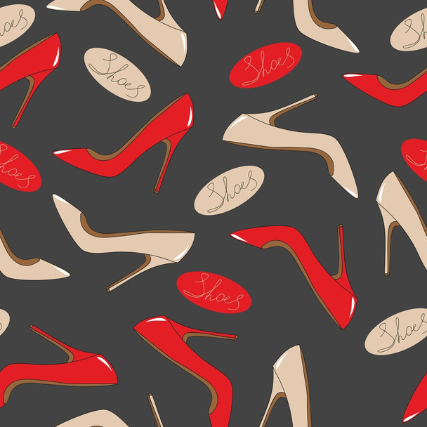 Seamless pattern of bright trendy shoes - Vector, Image