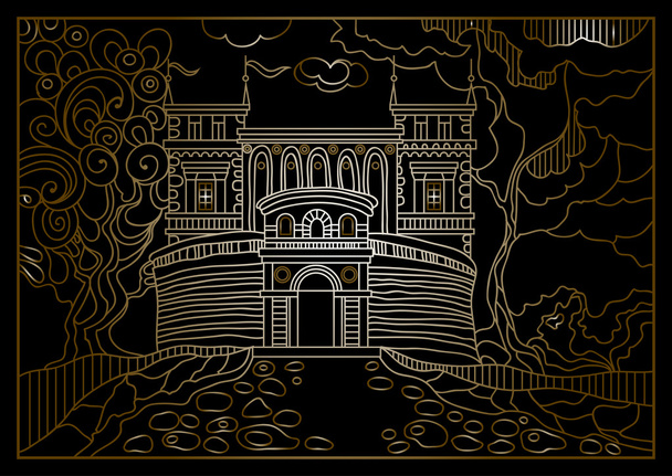 Graphical illustration of a castle on the background of nature 1 - Vektor, obrázek