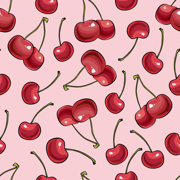 Varrat nélküli mintát berry cseresznye. - Vektor, kép