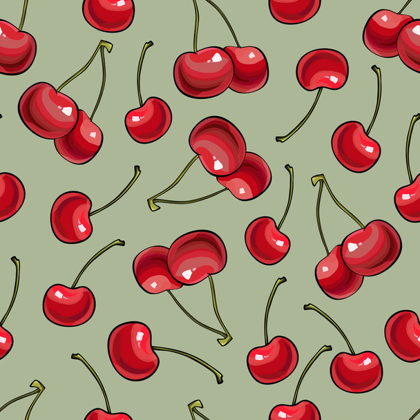 Seamless pattern with berry cherry. - Vector, Image