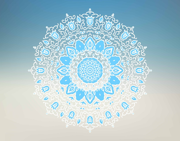 Oriental mandala motif round lace pattern on the gradient a background. - Vector, Image