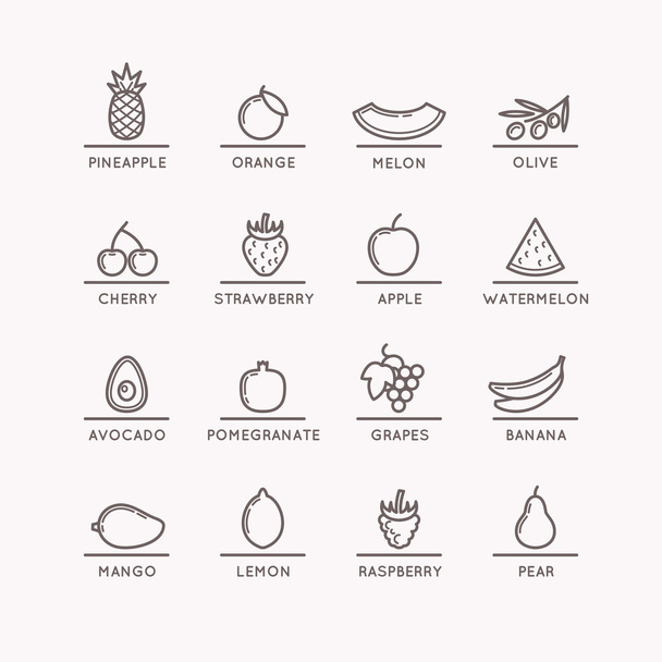 Iconos lineales de frutas
.  - Vector, imagen