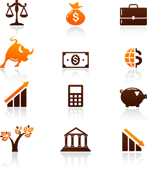 Recopilación de dinero e iconos financieros
 - Vector, imagen