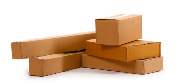 Brown cardboard boxes isolated on white - Φωτογραφία, εικόνα