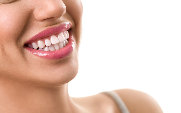Close up of smile with perfect white teeth - Foto, Bild