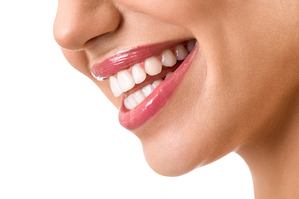 Laughing woman mouth with great teeth - Фото, зображення