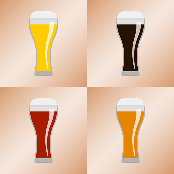 Set of glasses with beer - Vector, Image