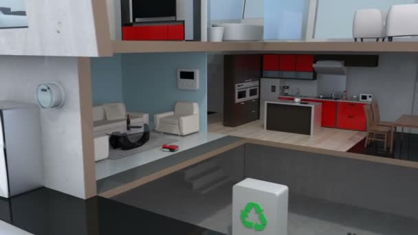 animação 3DCG de casa inteligente no telefone inteligente
 - Filmagem, Vídeo