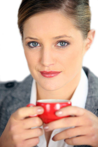 Woman drinking coffee - Fotoğraf, Görsel