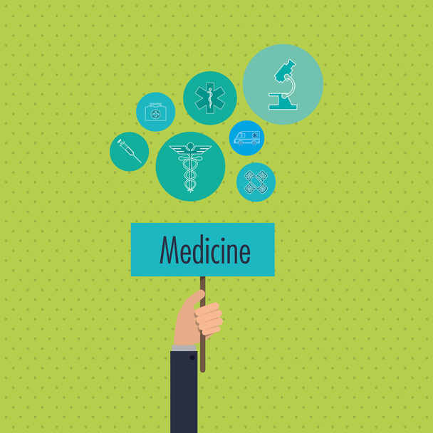 flache Illustration über die Gestaltung der medizinischen Versorgung - Vektor, Bild