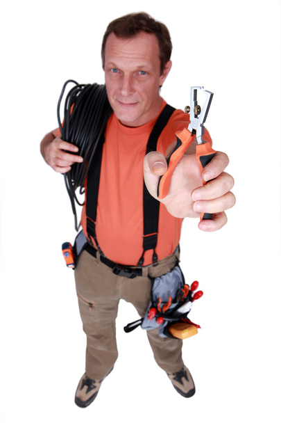 Electrician with specialist wire strippers - Photo, Image