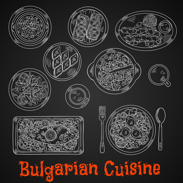 Traditional bulgarian cuisine chalk sketches - Vector, Image