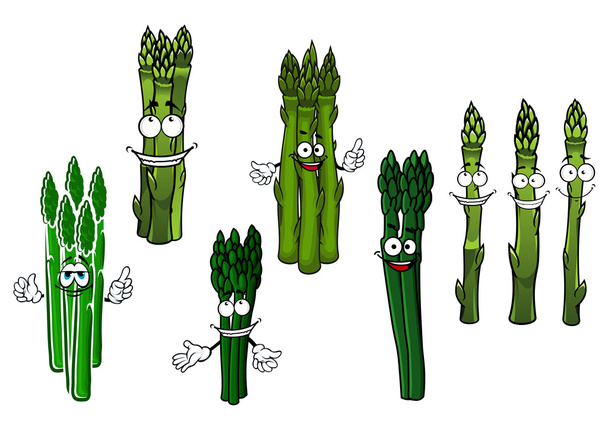 Мультфильм связки зеленых спаржи овощей
 - Вектор,изображение