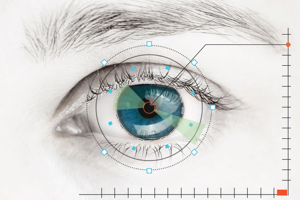 Сканер на блакитному людському оці
 - Фото, зображення