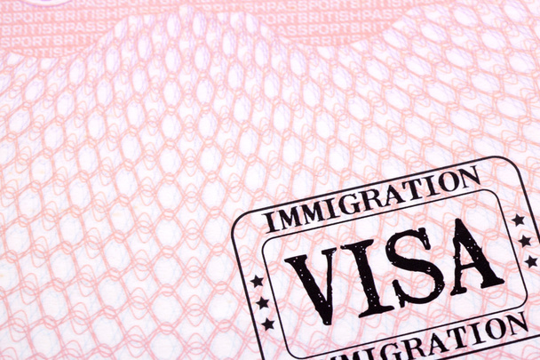 移民ビザ切手パスポート ページをクローズ アップ - 写真・画像