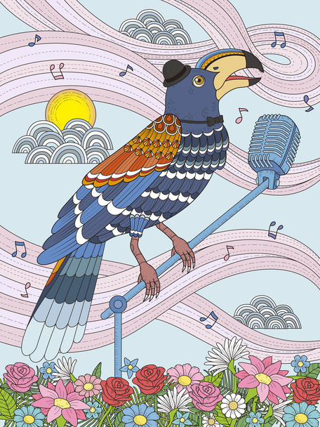 toucan adult coloring page - Вектор,изображение