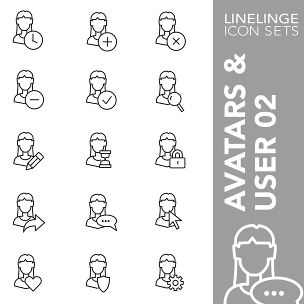 Set di icone Premium per i tratti dell'immagine utente, dell'interfaccia utente e degli avatar 02. Linelinge, collezione di simboli dal profilo moderno
 - Vettoriali, immagini