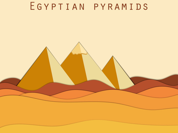 エジプトのピラミッドのある風景します。紙の砂漠。ベクトル図. - ベクター画像