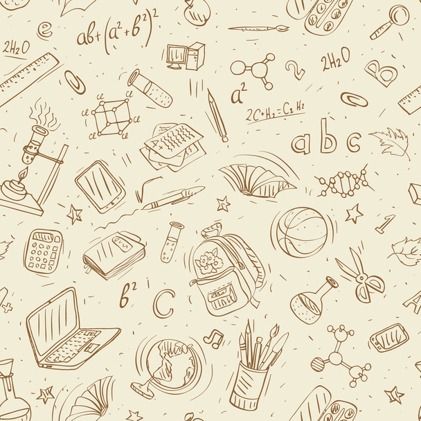 back to school doodles seamless pattern - Vector, Image