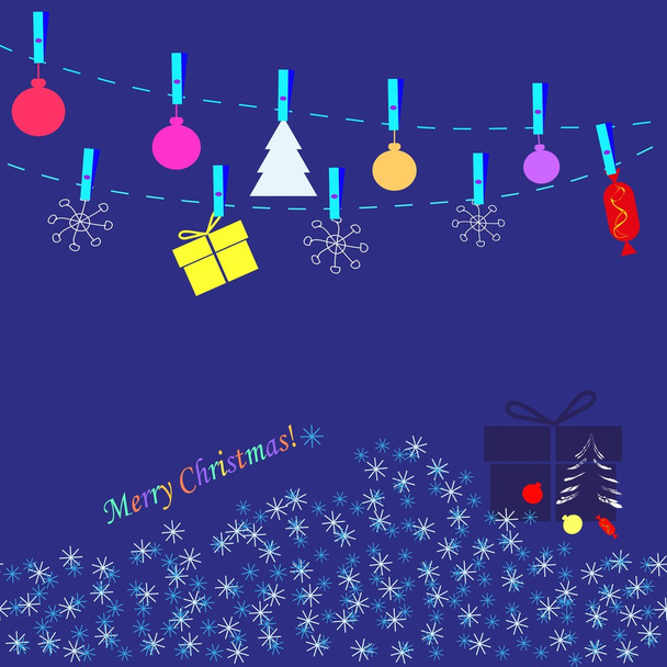 Kerstmis op blauwe achtergrond - Vektör, Görsel