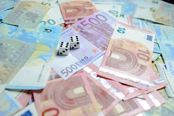 European currency euro banknotes money and dice - Φωτογραφία, εικόνα