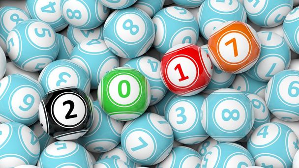 Representación 3D de bolas coloridas de la suerte con 2017
  - Foto, imagen